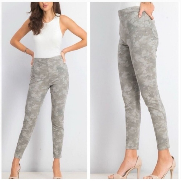 Spanx Camo Pants Jeans Jeggings Stretch Shapewear Leggings Green Patterned Comfy - Picture 1 of 9